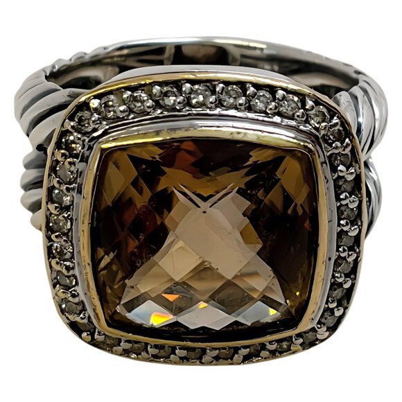 David Yurman Sterling Silver Ring with Albion, Morganite and Diamonds